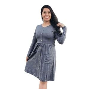 KILIG Women Dress Medium Gray Casual Dress with Pockets‎